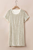 Light Pink Plus Size Sequin Short Sleeve T-shirt Dress