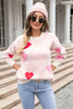 Angel Wings Heart Round Neck Droppped Shoulder Sweater