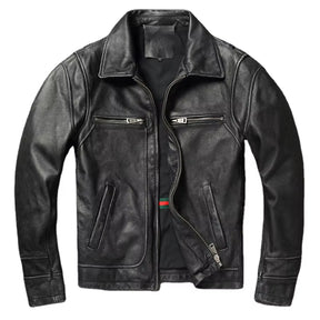 Men Cowhide Coat Vintage Men Leather Jacket Genuine Leather Clothes Men'S Winter Jacket Motorcycle Biker Jackets