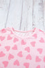 Heart Print Long Sleeve Top and Shorts Lounge Set