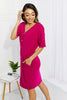 BOMBOM Sunday Brunch Button Down Knee-Length Dress in Magenta