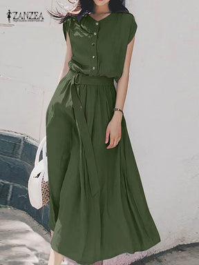 2025  Women Fashion Short Sleeve Dress Summer Elegant Party Vestidos Casual Mid-Calf Sundress Femme Vintage OL Robe Kaftan