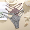 4Pcs Cotton Double Thin Belts Underwear for Women Sexy Low Waist Striped Thongs Ladies Soild Panties Breathable Lingerie