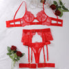 2024 New Erotic Set See-Through Embroidered Sexy Eyelash Lace Body Shaping Lingerie Four-Piece Set Women Onlyfan