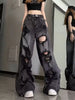 Niche Design Jeans, High Street Heavy Industry Wide Leg Pants, High-End Floor Length Pants, Trendy Brand Women'S Jeans