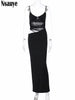 Low Cut Out Sexy Night Club Backless Fashion Elegant Dress Women Clothes Evening Party Mesh Long Bodycon Dress 2025 Maxi