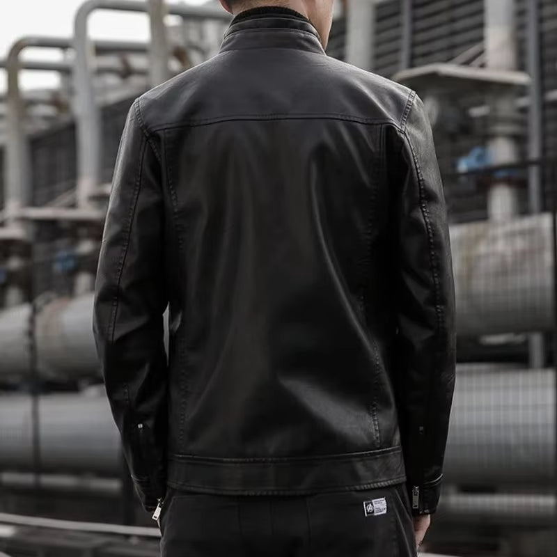 Men Leather Suit Jacket Men Slim Fit Short Coat Men Fashion Leather Jacket Streetwear Casual Blazer Jackets Male Outerwear