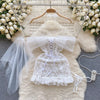 Lady Sexy Butterfly Suits 3-Piece Hotsweet One Shoulder Crown Lace Cosplay Uniform Bridal Dress Fun Underwear See-Through New