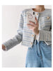 Autumn Winter Women Elegant Tweed Cardigan Short Coat with Pocket Single Breasted Jacket for Women Loose Outwear 2024