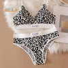 2023 Summer New Women'S Leopard Print Traceless and Steel Rim Bra Adjustable Shoulder Strap Back Women'S Underwear Set