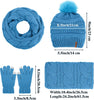 Womens Winter Warm Sets Knitted Fur Pompoms Beanie Hat Circle Loop Scarf Touch Screen Gloves Winter Favor Accessories