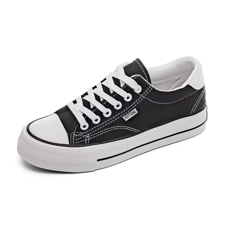 Shoes for Women Low-Top Vulcanized Canvas Platform Sneakers Black Flats Tennis Female Classic Student Small Couples Skateboard