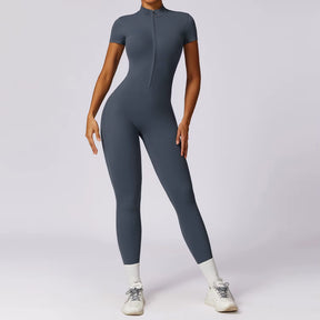 Yoga Jumpsuit Women Seamless Sports Zipper Jumpsuit Set Gym Long Sleeve Fitness Suit Elastic Gym Workout Bodysuit Athletic Wear