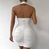 Sexy Ruffle V Deep Evening Party Dress 2025 Summer Short White Halter Dresses Women Tight Club Mini Dress Clubwear