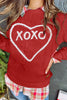 White XOXO Glitter Chenille Cable Knit Pullover Sweatshirt