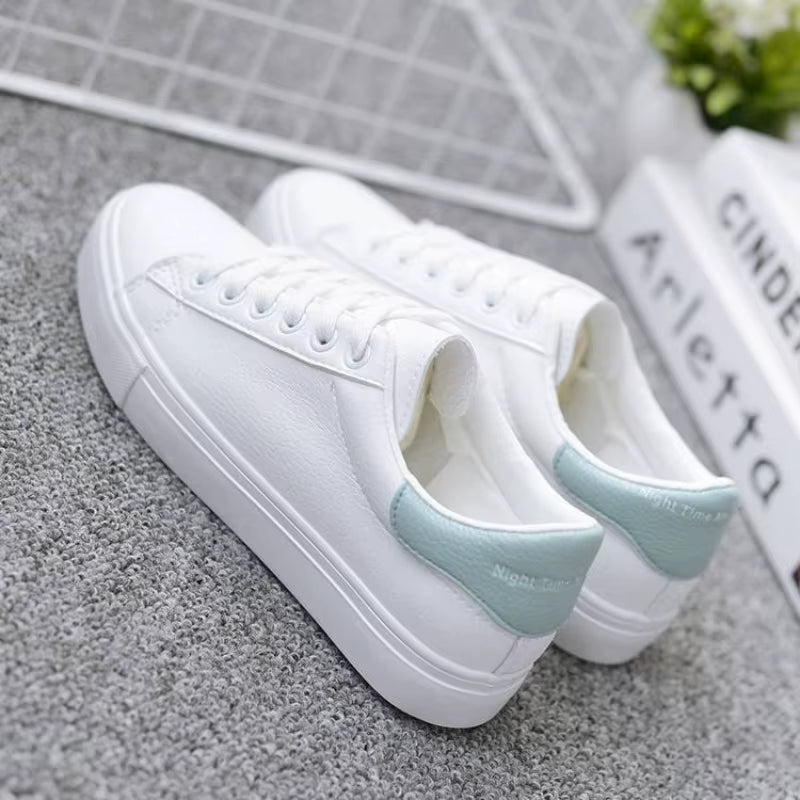 Fashion Women'S Vulcanize Shoes 2024 New in Casual Classic Solid Color PU Leather Shoes Woman Casual White Shoes Sneakers