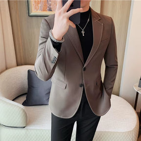 High Quality Solid Color Men'S Blazer Jacket Autumn Winter Casual Business Formal Blazer Social Wedding Banquet Party Coat 2024