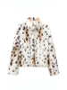 Women Leopard Faux Fur Loose Jacket Warm Long Sleeve Lapel Hidden Button Animal Pattern Overcoat Fall Winter Lady Chic Coat