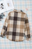 Plaid Color Block Buttoned Long Sleeve Jacket with Pocket