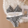 Women Seamless Sexy Bra Set Low Waist Panties Leopard Bralette Lingerie Vneck Sport Brassiere Female Cotton Intimate Underwear