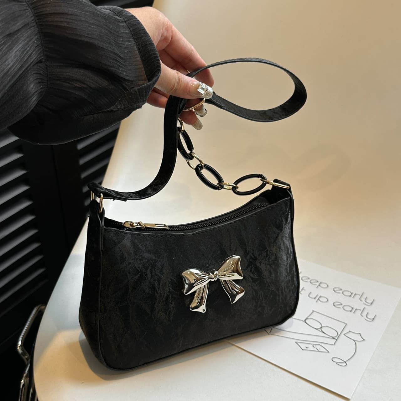 Bow PU Leather Shoulder Bag