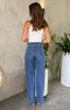 Lcchee Y2K Slanted Waist Cross Vintage Beaded Straight Burrs Denim Trousers Jeans Women