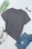 Gray Casual Plain Crew Neck Tee