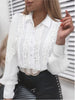 Shirts Elegant Office Ladies White Collared Lace Patchwork Hollow Out Button up Womens Tops and Blouses 2024 Fashion New Blouse