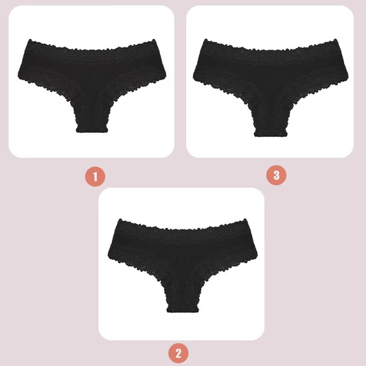 3PCS Lace Seamless Cotton Panties Ribbed Brazilian Pants Low Waist Women Panties Breathable Girls Underwear plus Size Lingerie