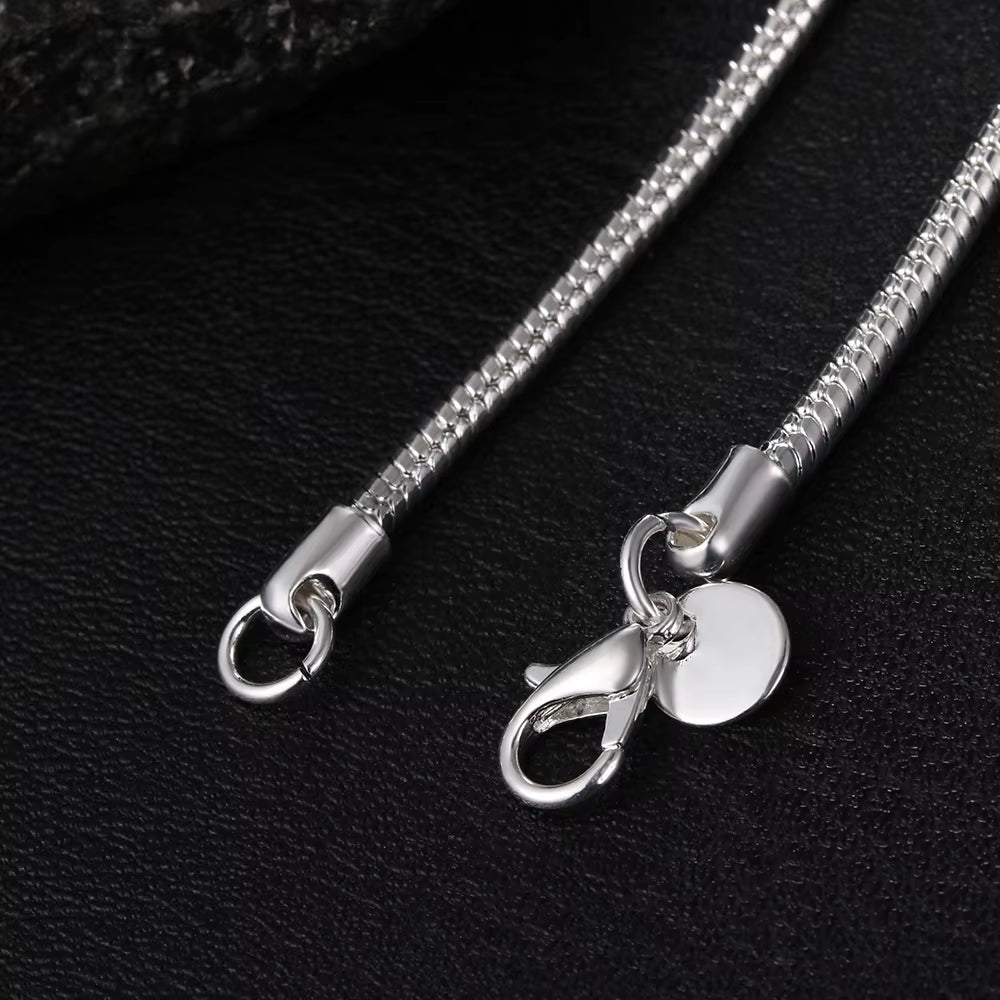 40-75Cm Silver Color 1MM/2MM/3MM Solid Snake Chain Necklace for Men Women Fashion Party Wedding Accessories Jewelry Gifts