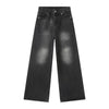 2025 Spring New Trendy Jeans Metal Ring Design Male Gradient Color Washed Straight Male Denim Pants Wide Leg Casual 9C354