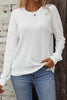 White Round Neck Drop Shoulder Textured Knit Top