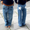 Women'S Y2K Vintage Jeans Aesthetic Star Pattern Print Loose Straight Leg Denim Long Pants Casual Low Waist Trousers