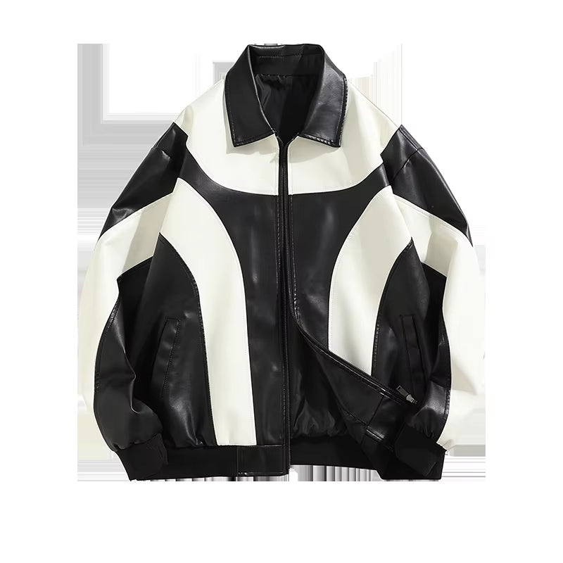 Autumn and Winter Hip Hop Men'S Faux Leather Jacket, Padded Windbreaker, Motorcycle Biker Bomber Coat Women