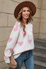 Angel Wings Heart Round Neck Dropped Shoulder Sweater