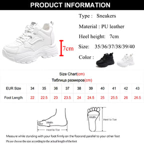 White Platform Women'S Sneakers 2024 Spring Lace-Up Thick Bottom Vulcanize Shoes Woman Pu Leather Breathable Sports Shoes Ladies