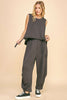 Davi & Dani Drawstring Hem Round Neck Tank and Pants Set