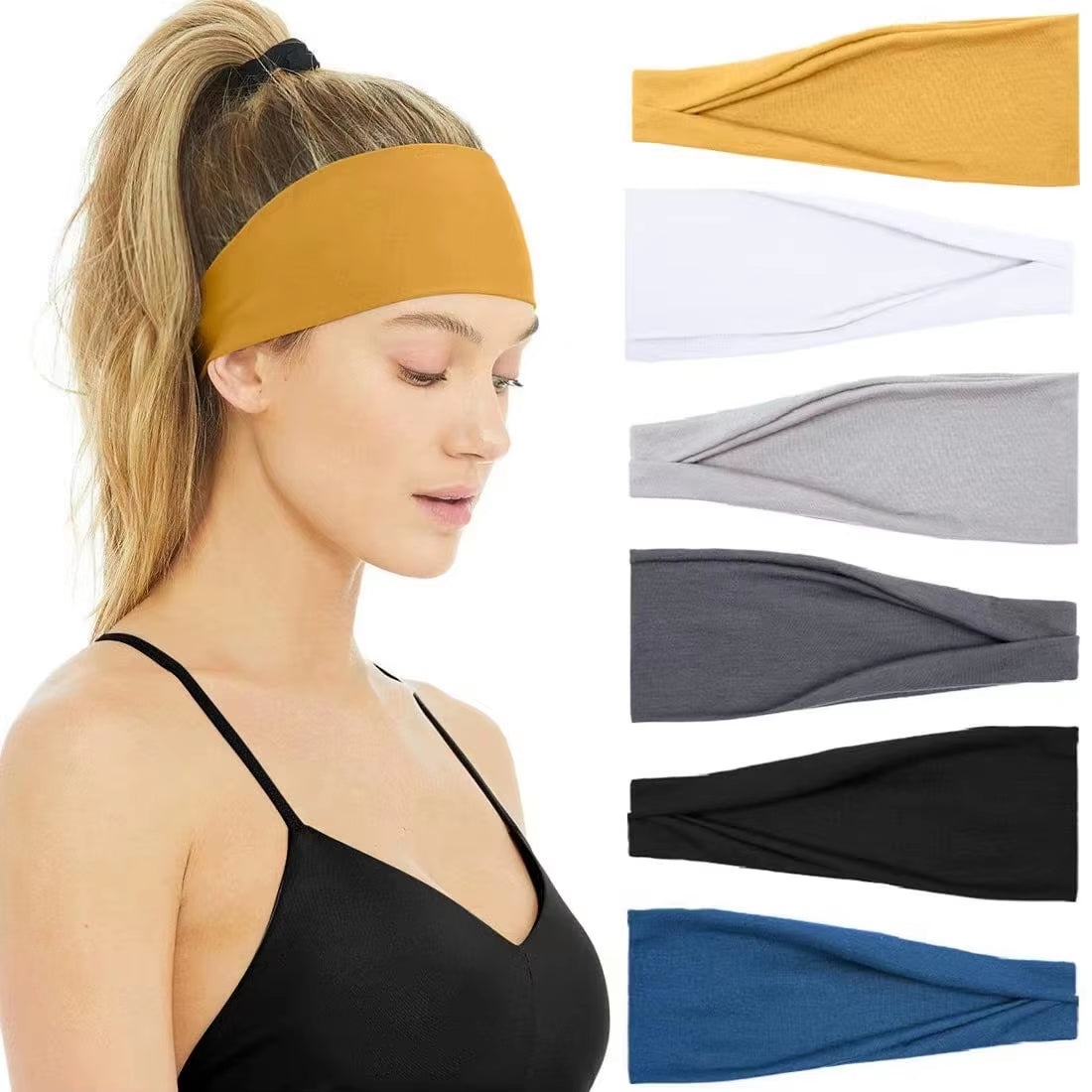 1PCS Women Headband Solid Color Twist Cotton Wide Turban Knitted Cotton Sport Yoga Hairband Twisted Knotted Headwrap