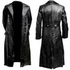 MEN'S GERMAN CLASSIC WW2 MILITARY UNIFORM OFFICER BLACK LEATHER TRENCH COAT