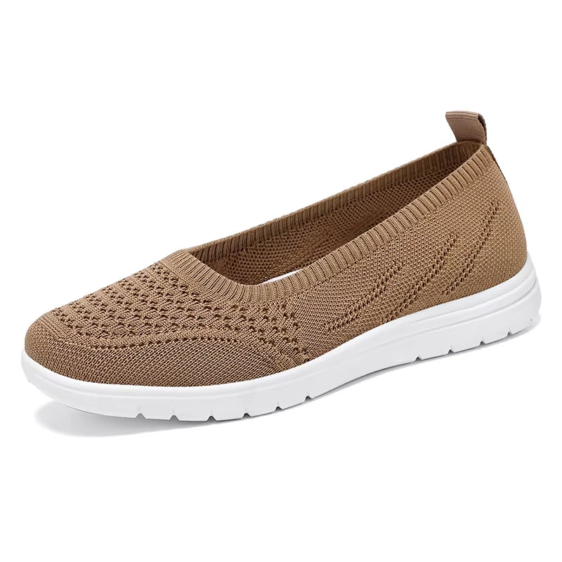 Women'S Slip on Solid Color Shoes Summer Fashion Mesh Breathable Casual Shoes Walking Non Slip Platform Sandals Flats Loafers