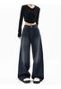 Retro Street Style Wide Leg Pants Niche Design Floor Length Pants High Waisted Loose Fit Slimming Jeans for Women