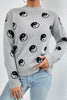 Graphic Mock Neck Dropped Shoulder Sweater