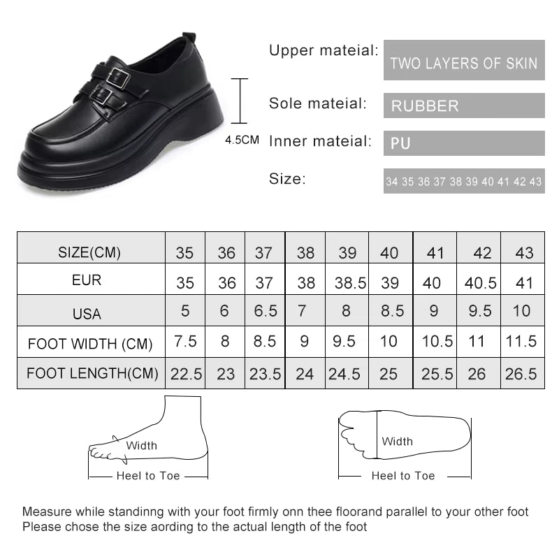 Loafer Shoes Woman 2025 New Genuine Leather Spring Shoes Girls Casual British Style Women Platform Shoes