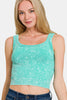 Zenana Washed Ribbed Scoop Neck Wide Strap Tank