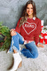 White XOXO Glitter Chenille Cable Knit Pullover Sweatshirt