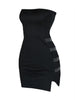 Women Sexy Pencil Dress Strapless Rhinestone Hollow Out Bodycon Short Dress Evening Party Club Elegant Summer Dresses