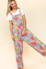 Haptics Full Size Printed Wide Leg Overalls with Side Pockets