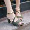 Summer Sexy Fish Mouth Hollow Roman Sandals Thick with Word with Beaded High Heels Female Summer Sexy Female Sandals