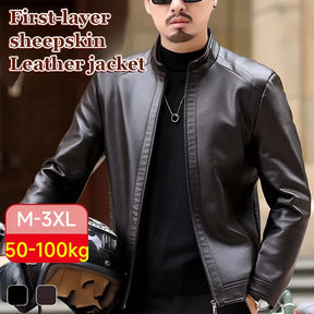 Men'S Leather Jacket Stand Collar Jacket Men'S Casual PU Leather Jacket Casual Men'S Pu Leather Jacket Middleaged Men'S Jacket