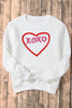 White XOXO Glitter Chenille Cable Knit Pullover Sweatshirt